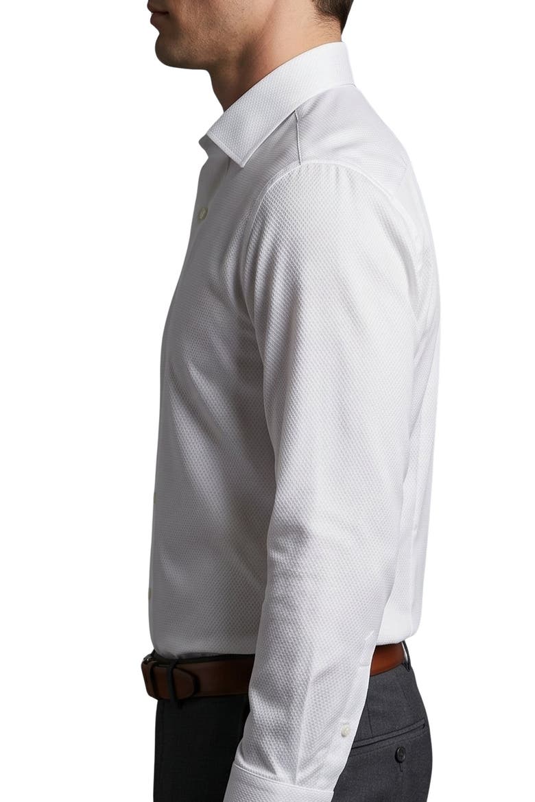Diamond Textured Cotton Dress Shirt, Alternate, color, WHITE