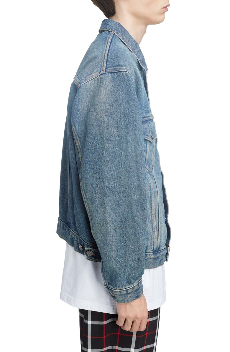 Balenciaga Big Fit Denim Trucker Jacket, Alternate, color,