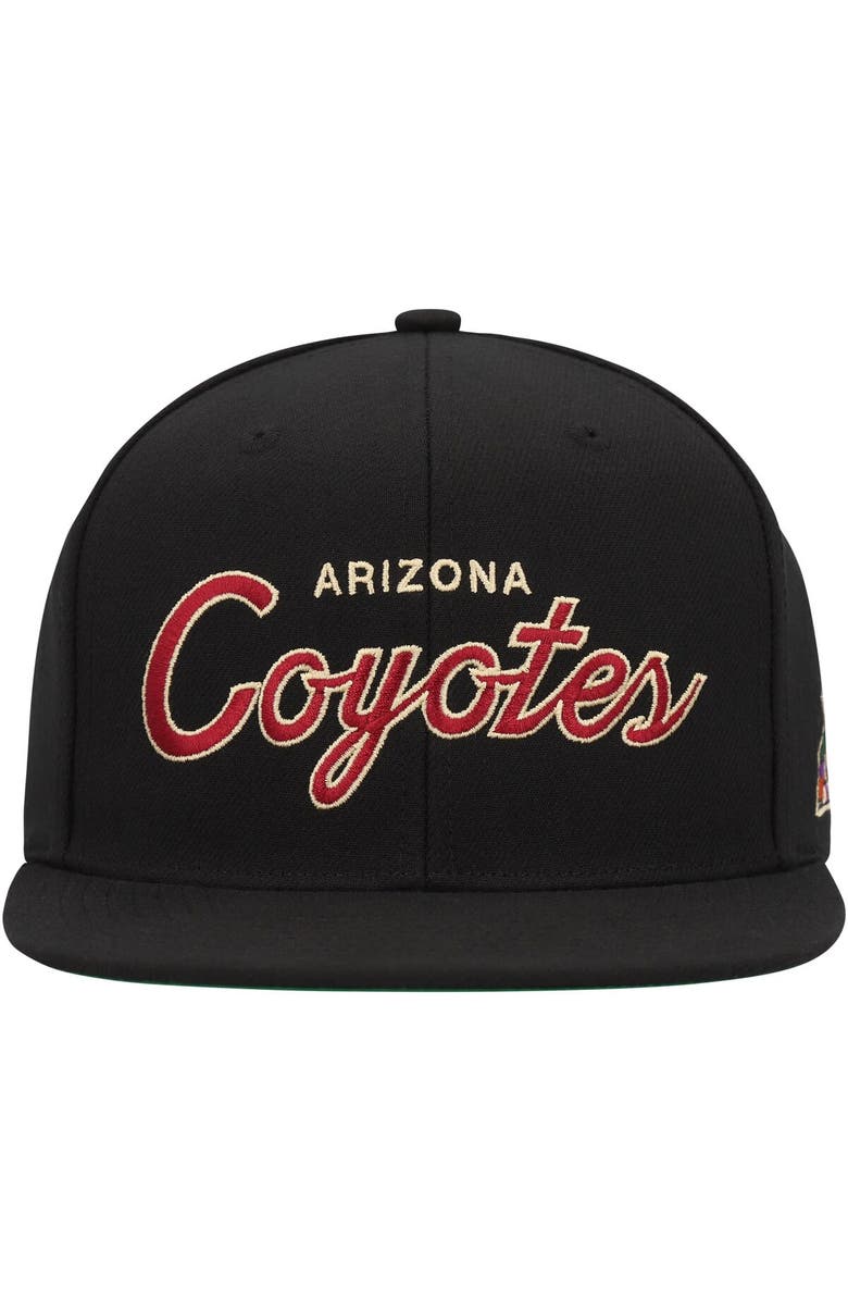 Mitchell & Ness Men's Mitchell & Ness Black Arizona Coyotes Core Team Script 2.0 Snapback Hat, Alternate, color,