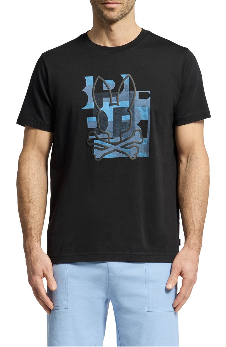 Psycho Bunny Zealand Graphic T-Shirt, Main, color, Black