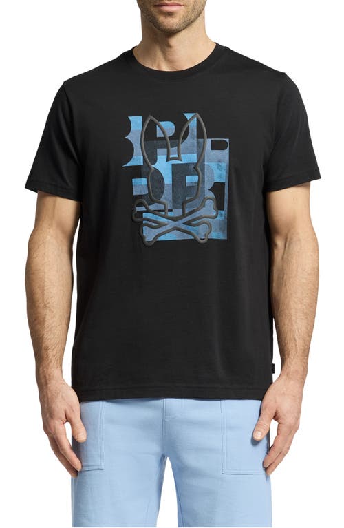Psycho Bunny Zealand Graphic Applique Logo Tee In Black