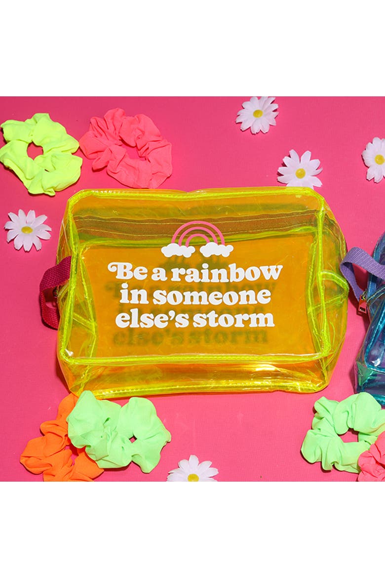 Be A Rainbow Clear Travel Bag Plastic Yellow, Alternate, color, Yellow