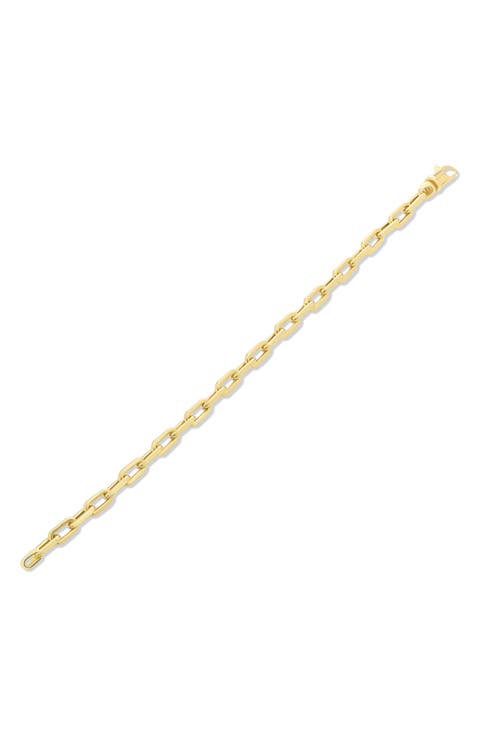 18k Gold Small Rectangle Link Chain Bracelet
