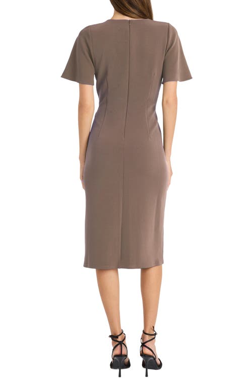 Maggy London Flutter Sleeve Sheath Dress In Mid Taupe