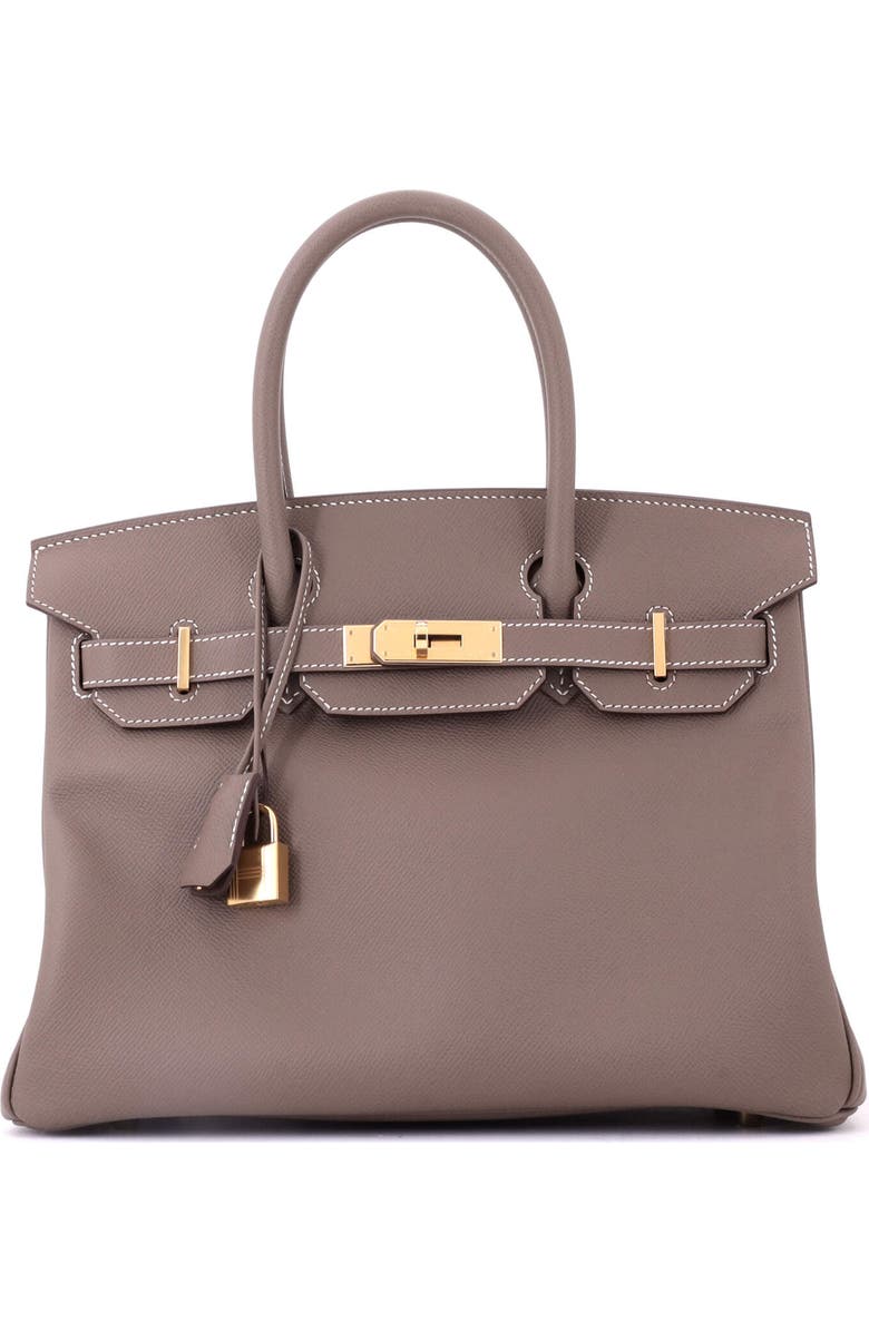 Pre-Owned Hermes Birkin Handbag Grey Epsom with Gold Hardware 30, Main, color, Etoupe