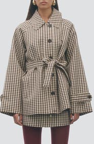 MAUDE CLUB Clarke Gingham Trench Jacket
