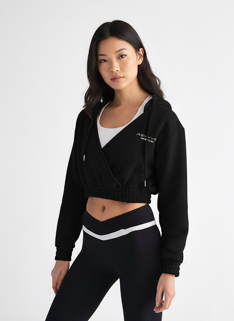 Cropped V-Neck Hoodie