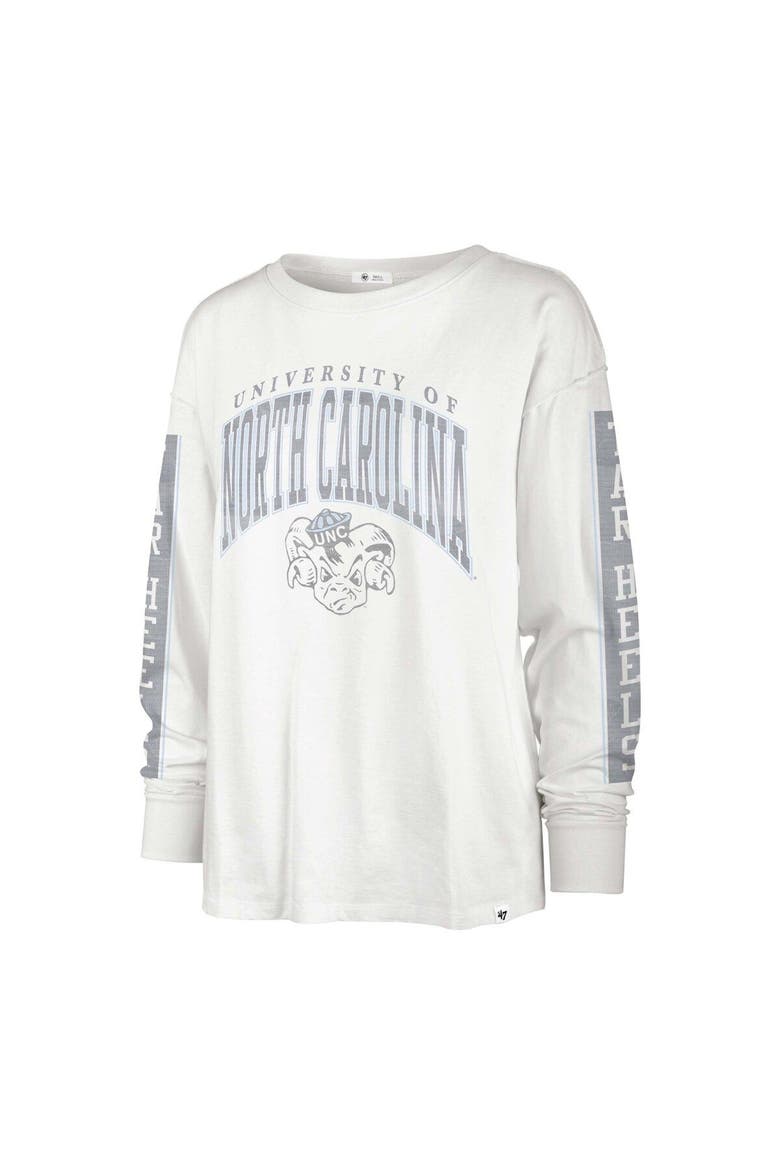 Women's '47 Cream North Carolina Tar Heels Statement SOA 3-Hit Long Sleeve T-Shirt, Alternate, color, White