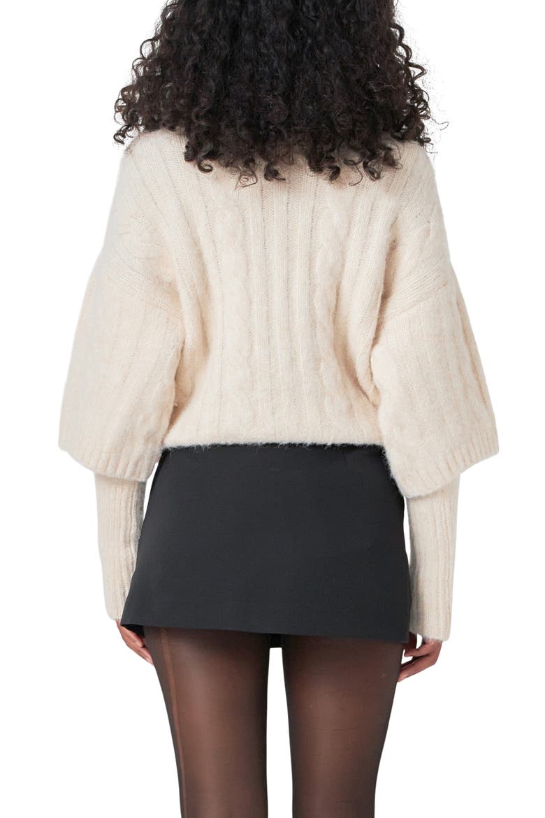 Twofer Cable Layered Sweater, Alternate, color, CREAM