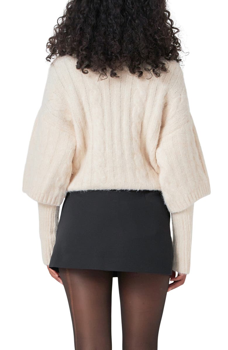 Endless Rose Twofer Cable Layered Sweater, Alternate, color, Cream