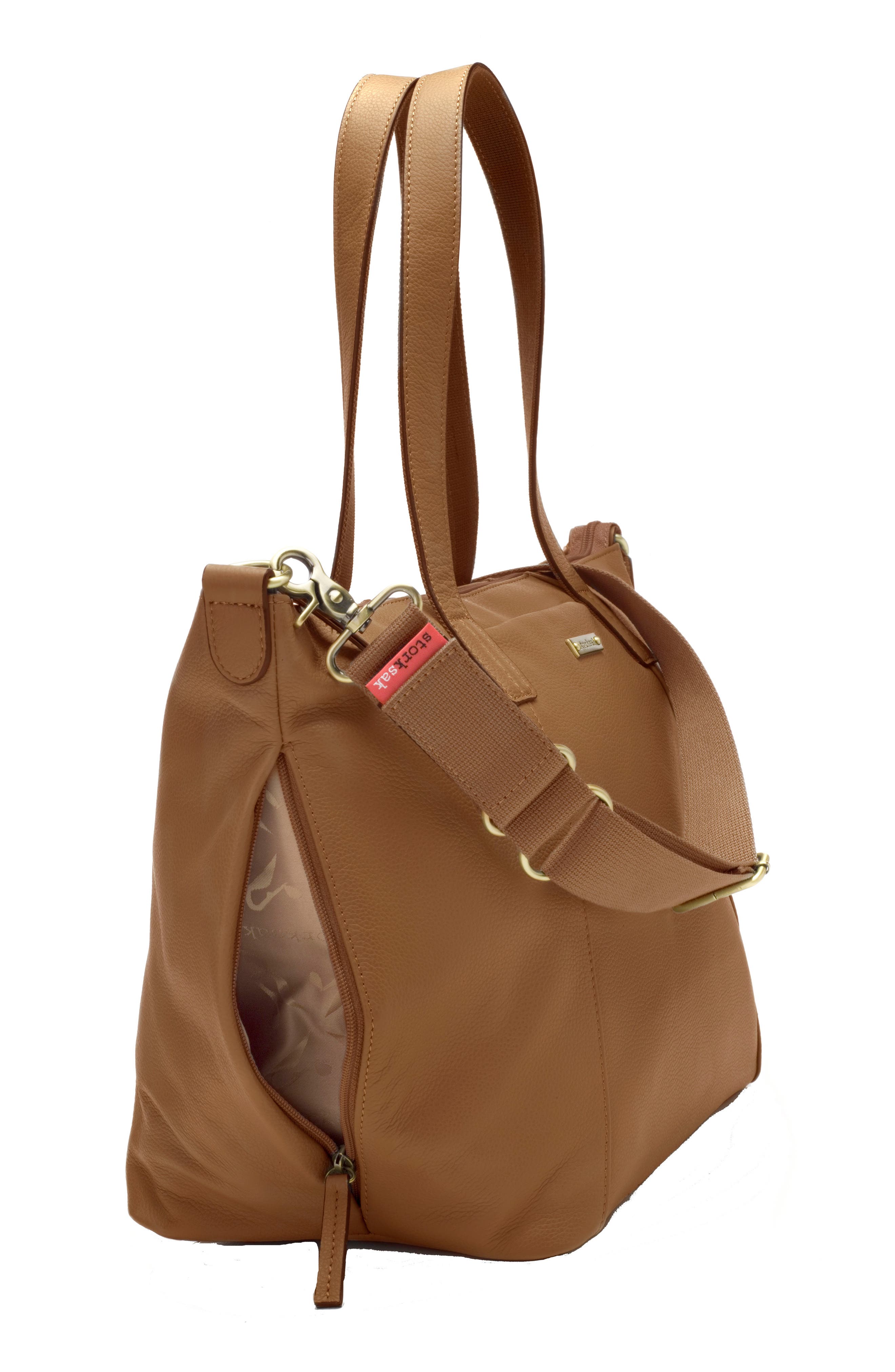 Storksak NOA Leather Diaper Bag, Alternate, color, 