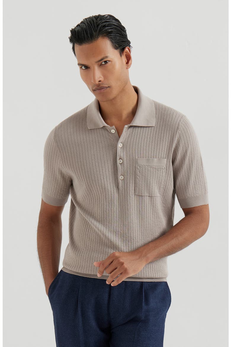 Rib knit polo, Main, color, Dove Grey