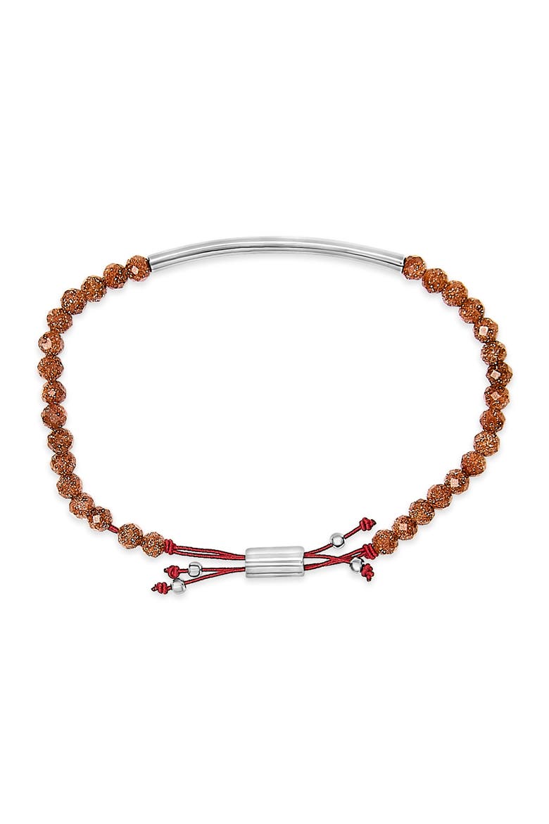 Sterling Silver Sand Bead Station Bracelet Bolo, Alternate, color, Silver