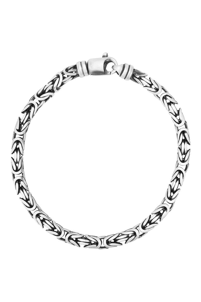 Sterling Silver 5mm Byzantine Design Bracelet, Main, color, GUNMETAL