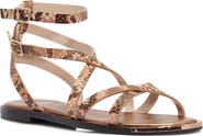 PAIGE Thea Snakeskin Embossed Ankle Strap Sandal