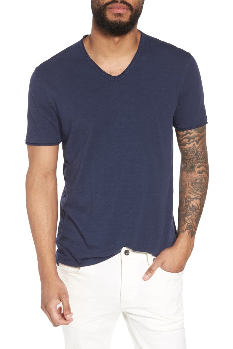 Slim Fit Slub Jersey V-Neck T-Shirt, Main, color, OILED BLUE