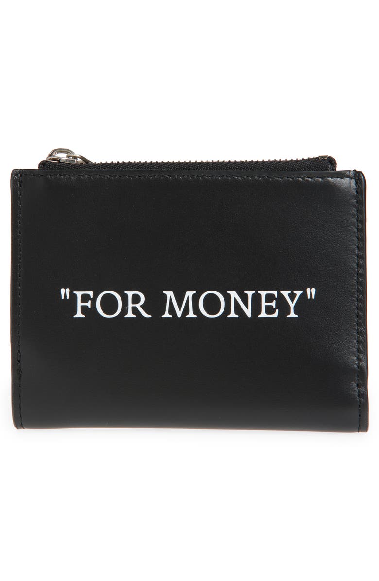 Off-White Quote Leather Bifold Zip Wallet, Alternate, color,