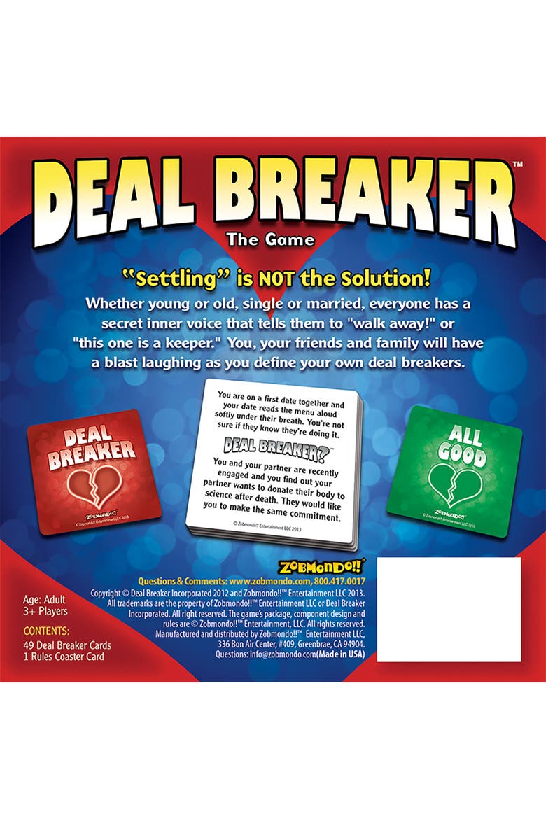 Deal Breaker Card Game by Zobmondo!! Adult party dating card game, Alternate, color, Multicolored