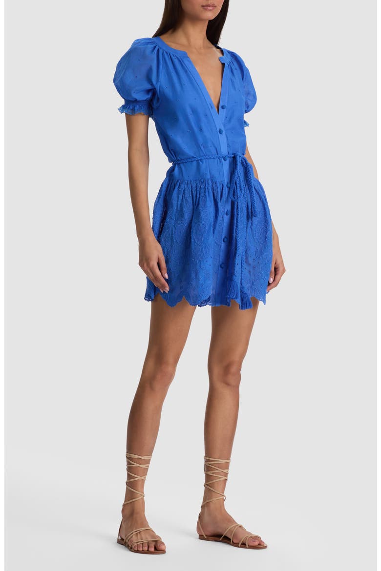 Thalia Cotton Puff Sleeve Minidress, Alternate, color, BLUE IRIS