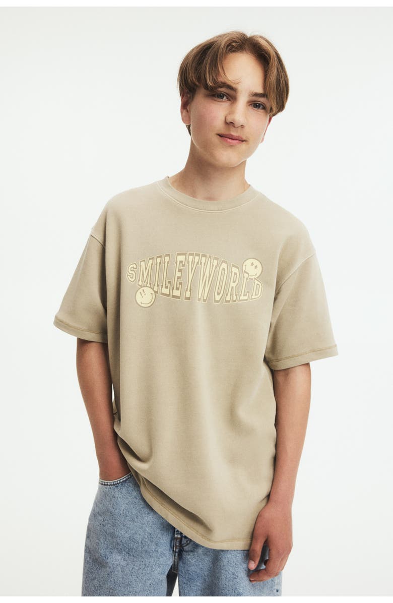 H&M Print-motif T-shirt, Alternate, color, Beige/Smileyworld®