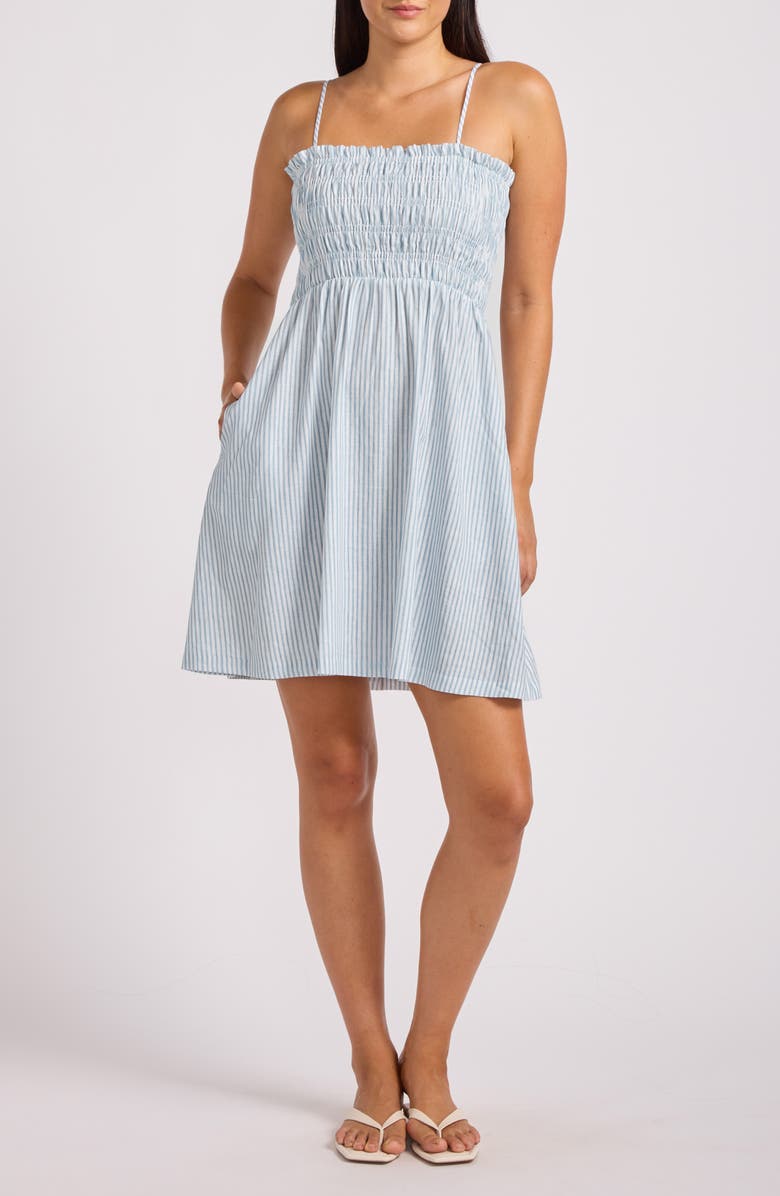 Seafolly Beach Club Linen Blend Cover-Up Dress, Main, color, Powder Blue
