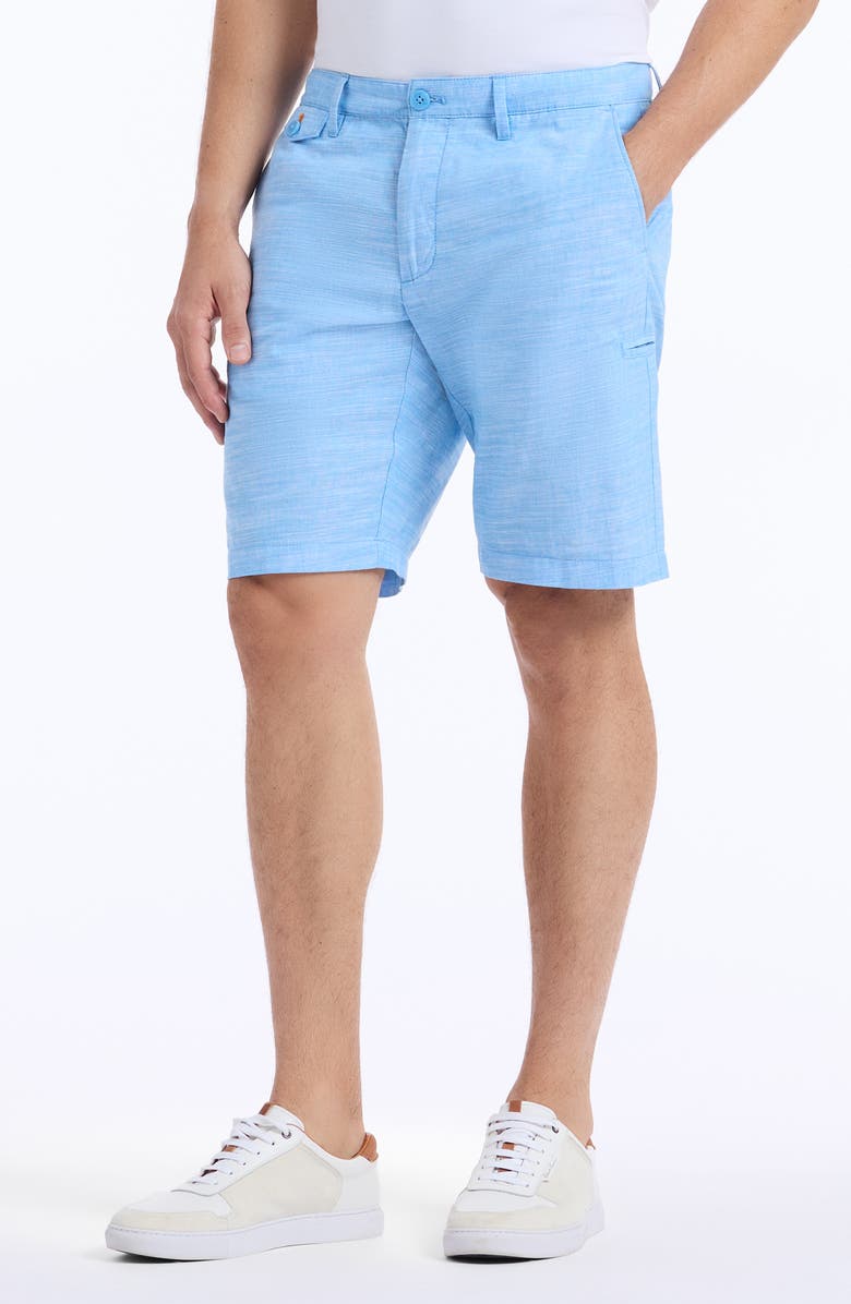 Robert Graham Dixton Cotton & Linen Shorts, Alternate, color, Blue