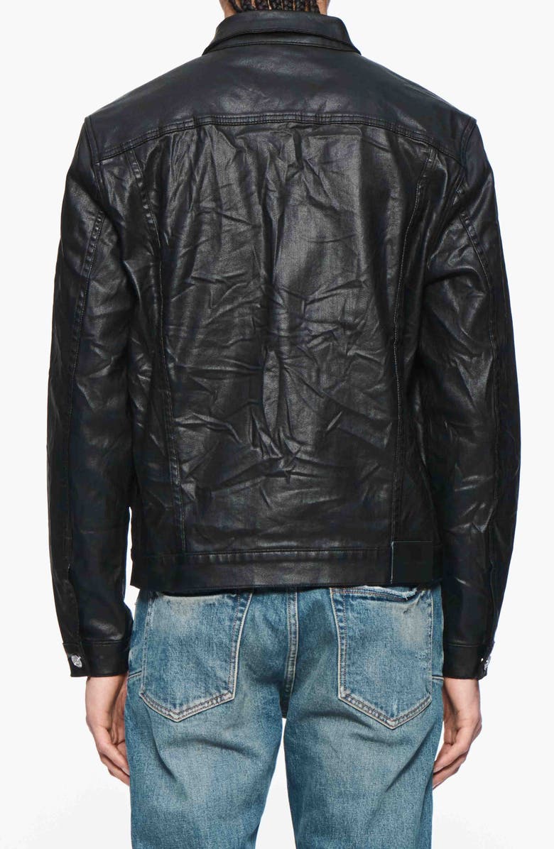 PURPLE BRAND Creased Film Coated Cotton Trucker Jacket, Alternate, color, Black
