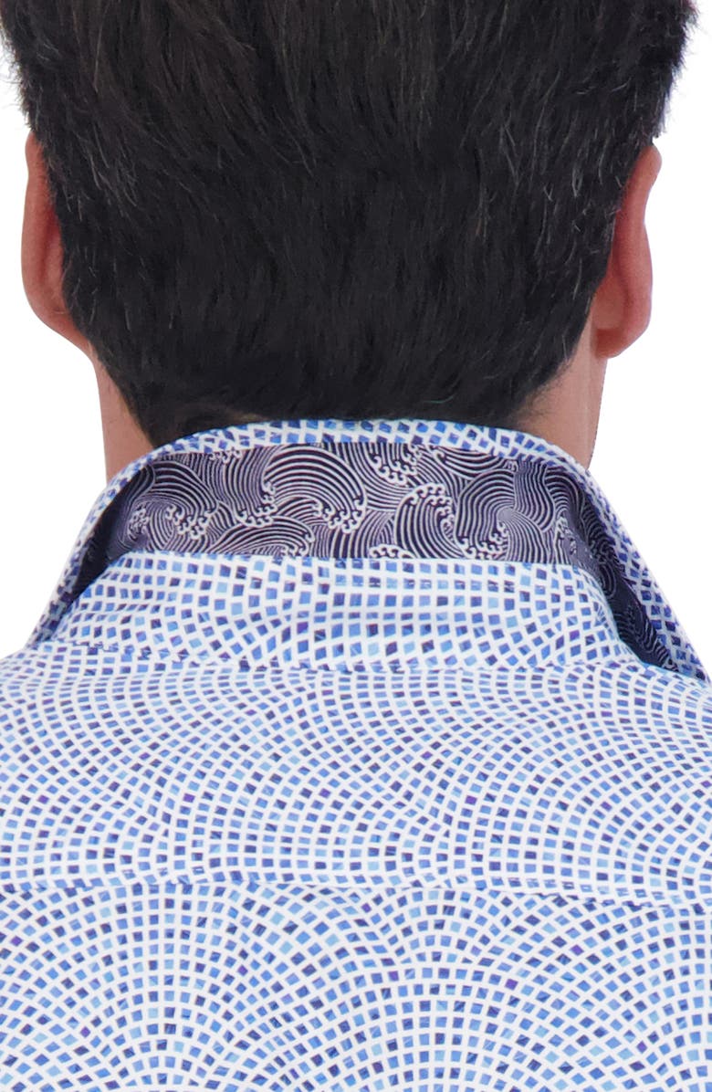 Robert Graham Abstract Grid Print Stretch Cotton Button-Down Shirt, Alternate, color, Blue
