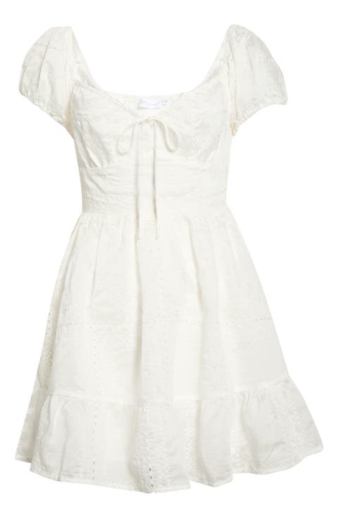 Embroidered Eyelet Ruffle Hem Minidress