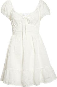 All in Favor Embroidered Eyelet Ruffle Hem Minidress
