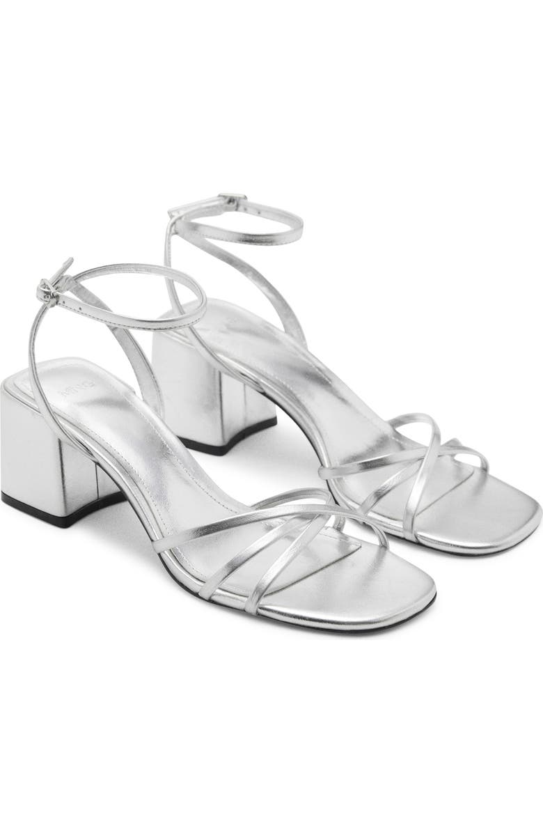 MANGO Ankle Strap Sandal, Main, color, Silver