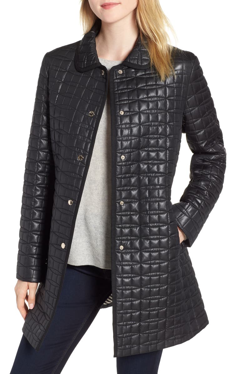 Kate Spade New York bow quilted coat, Main, color, 