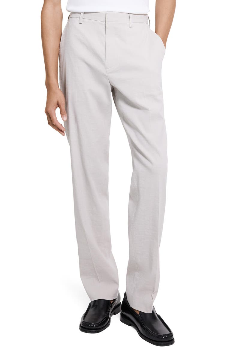 Theory Stretch Linen Blend Pants, Main, color, Silver Cloud