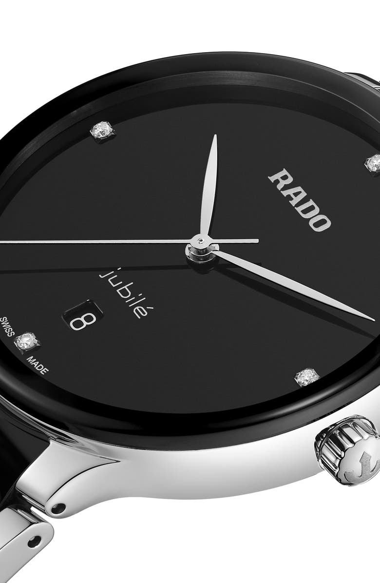 RADO Centrix Diamond Bracelet Watch, 39.5mm, Alternate, color, Black