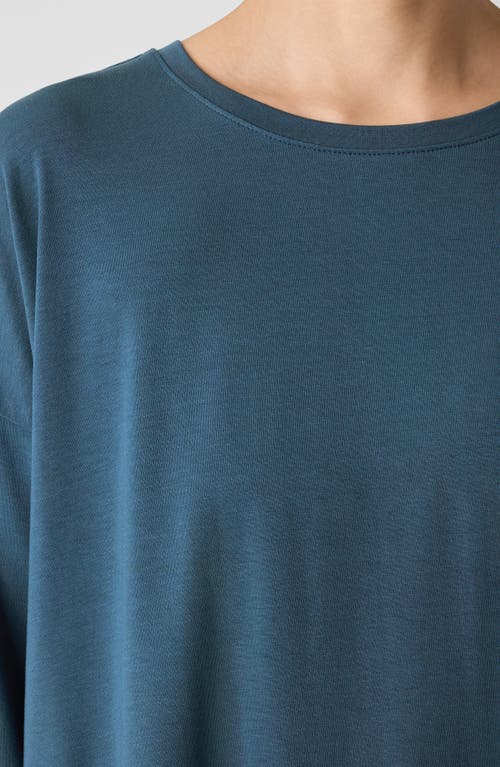 Eileen Fisher Fine Jersey Crewneck Top In Alpine