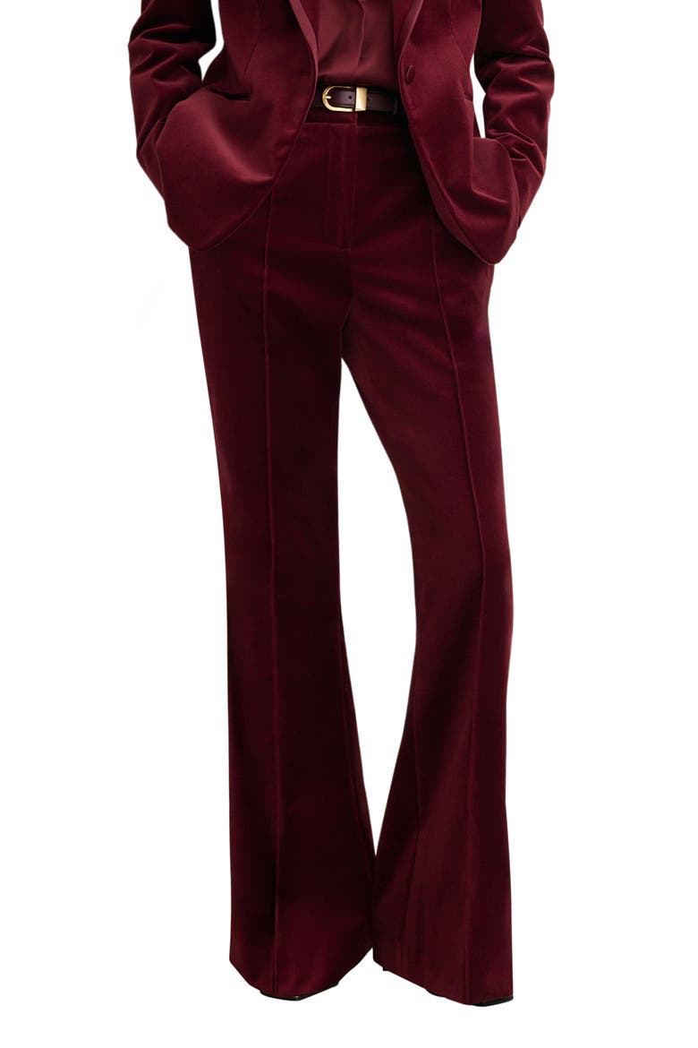 Wren Velvet Flared Tuxedo Pants, Main, color, DARK RED