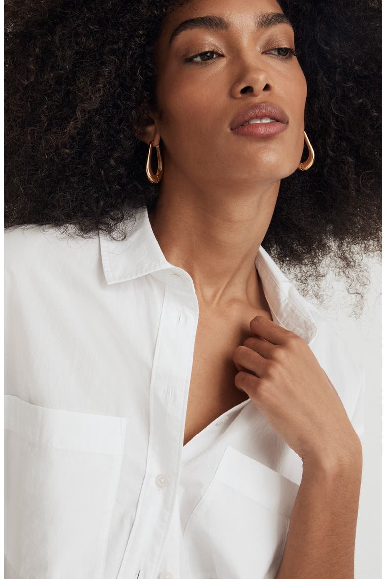 The Oversize Straight Hem Signature Poplin Shirt, Alternate, color, EYELET WHITE