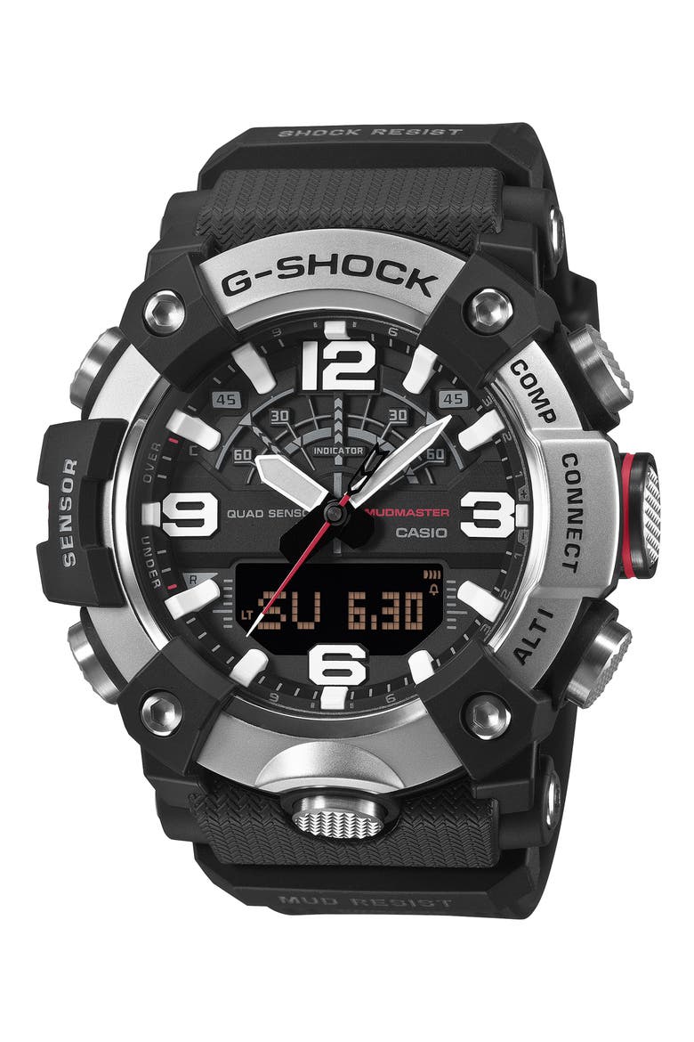 Master of G Land Mudmaster GGB100XM-1A Ana-Digi Watch, 55.4mm x 51.3mm, Main, color, BLACK