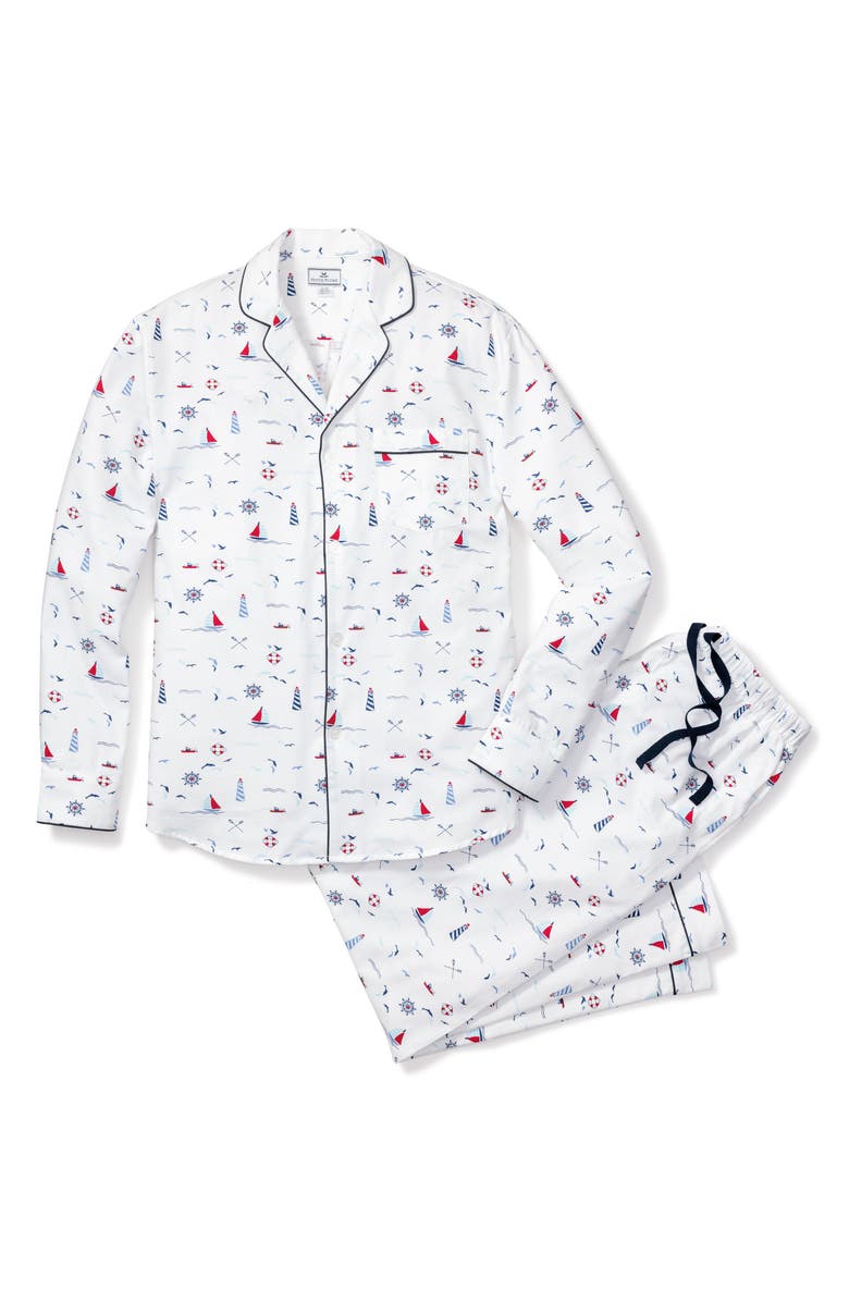 Petite Plume Sail Away Woven Cotton Pajamas, Main, color,
