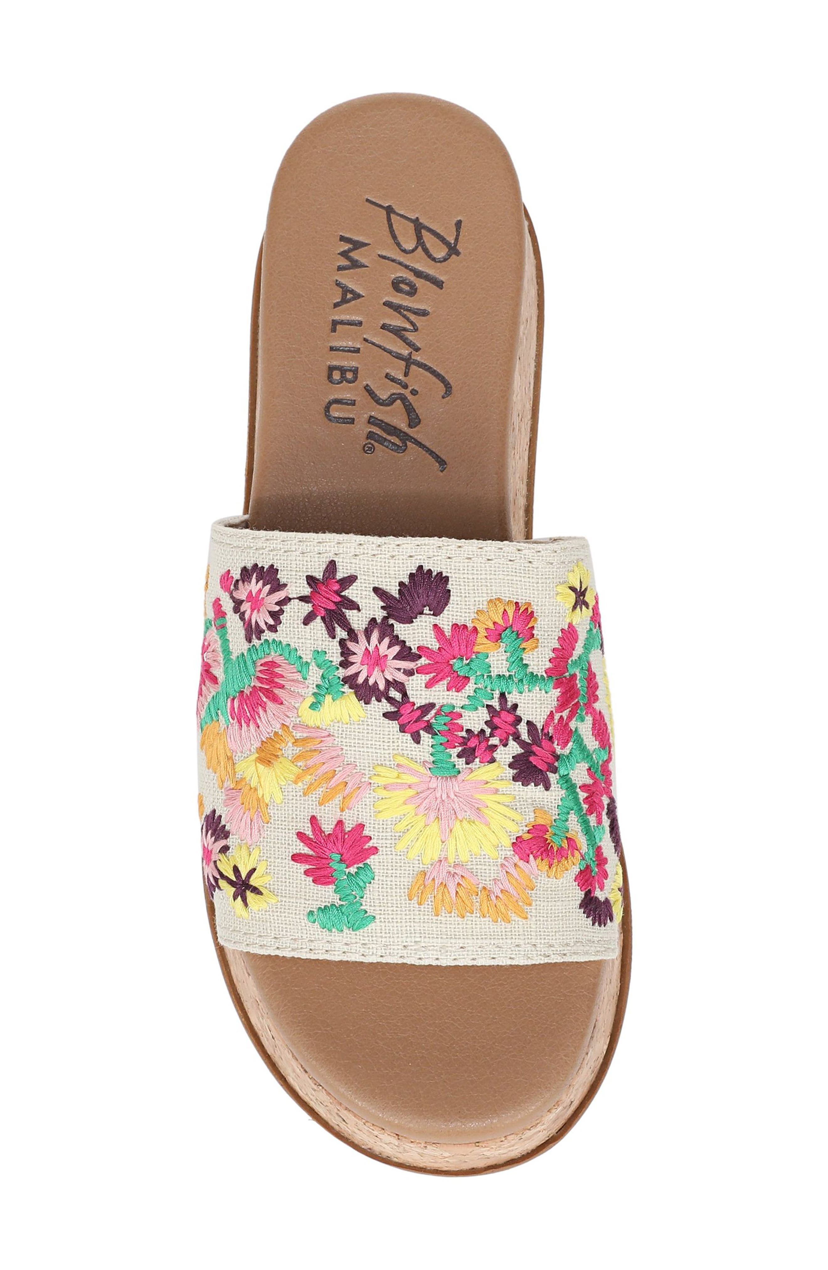 Blowfish Malibu Marshlo Embroidered Platform Slide Sandal, Alternate, color, Beige Multi