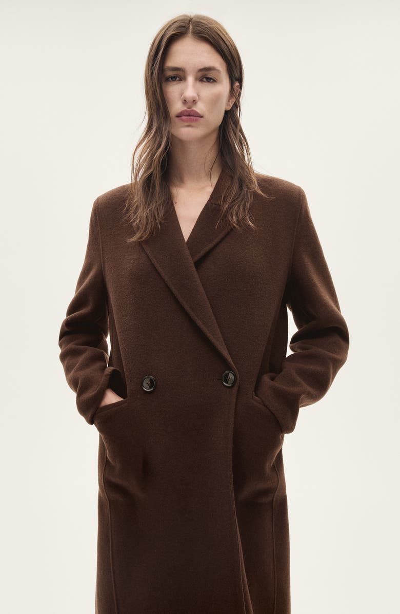 MANGO Wool Blend Coat with Fringed Scarf, Alternate, color,