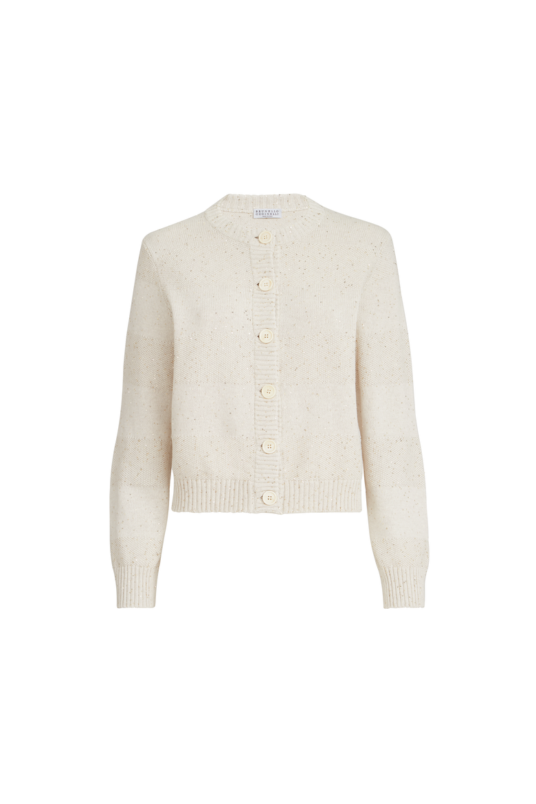 Cardigan with dazzling stripes, Alternate, color, Oat