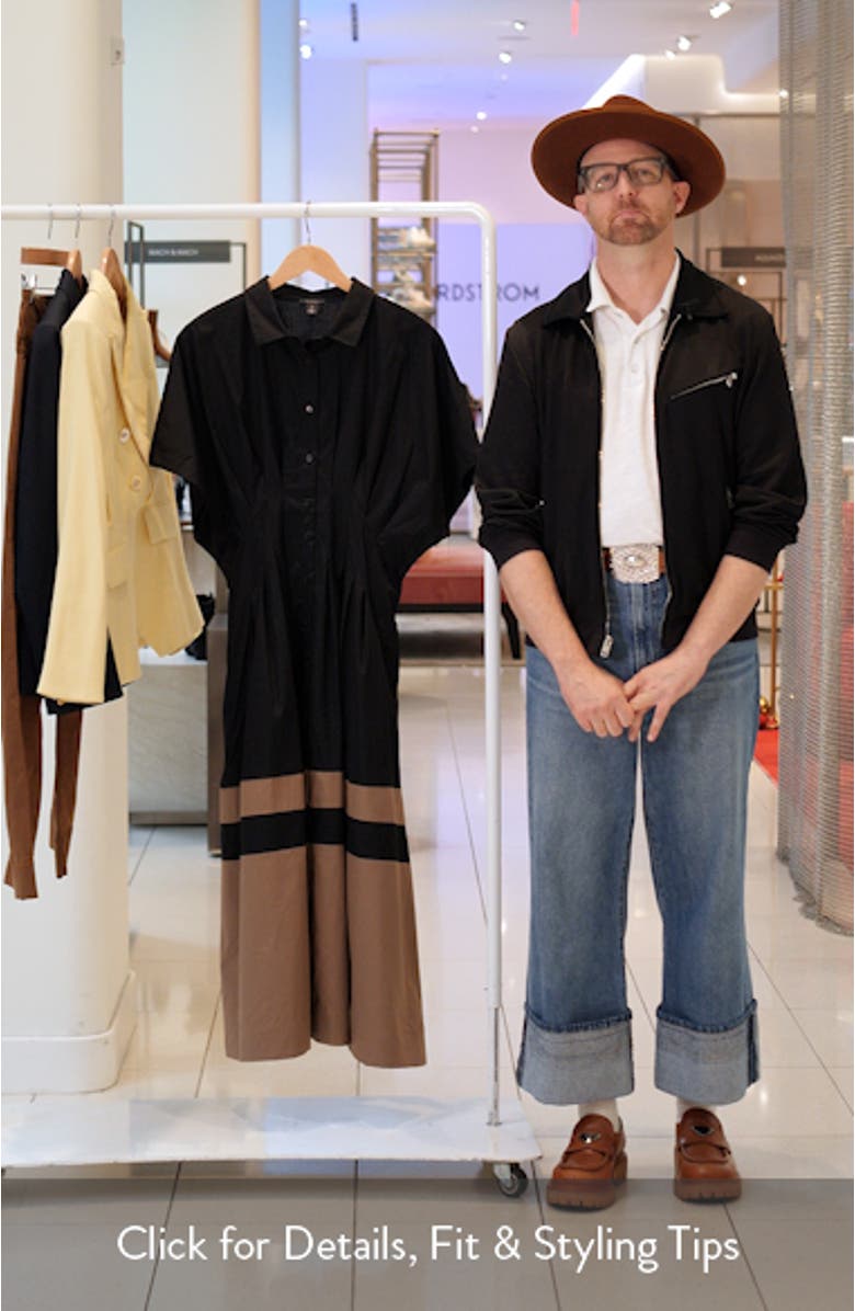 Colorblock Pleated Cotton Poplin Shirtdress, sales video thumbnail