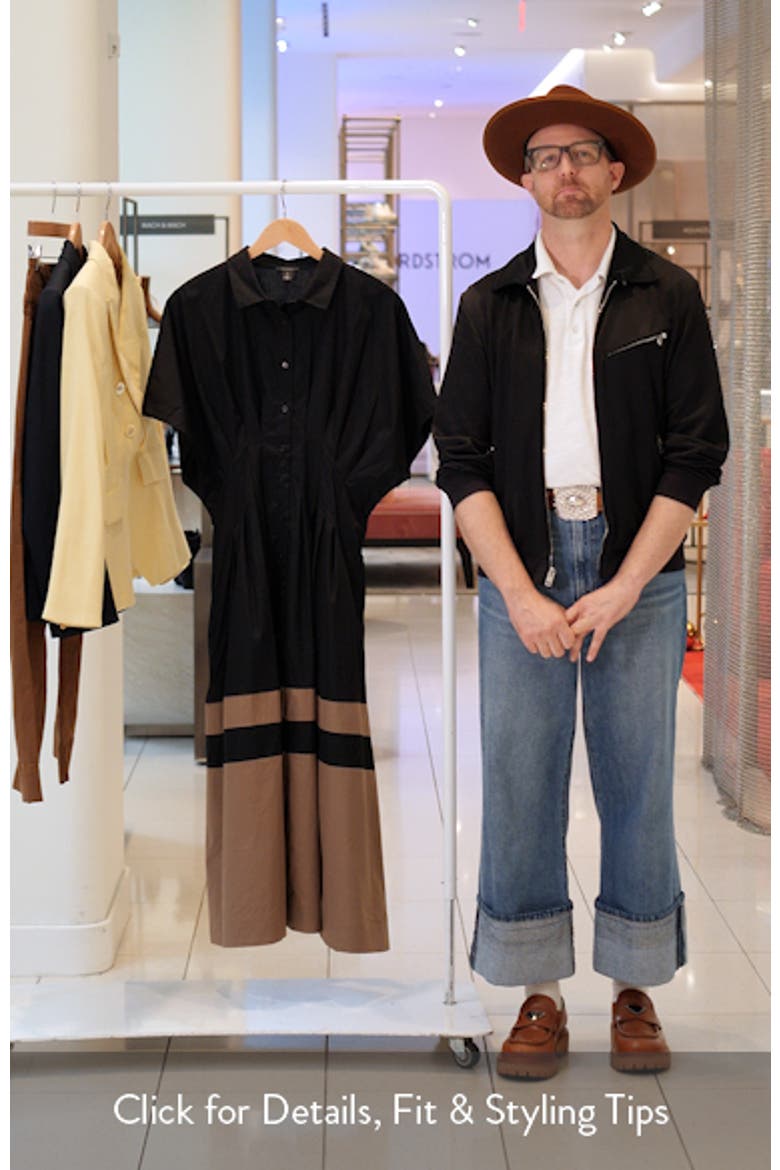 Colorblock Pleated Cotton Poplin Shirtdress video