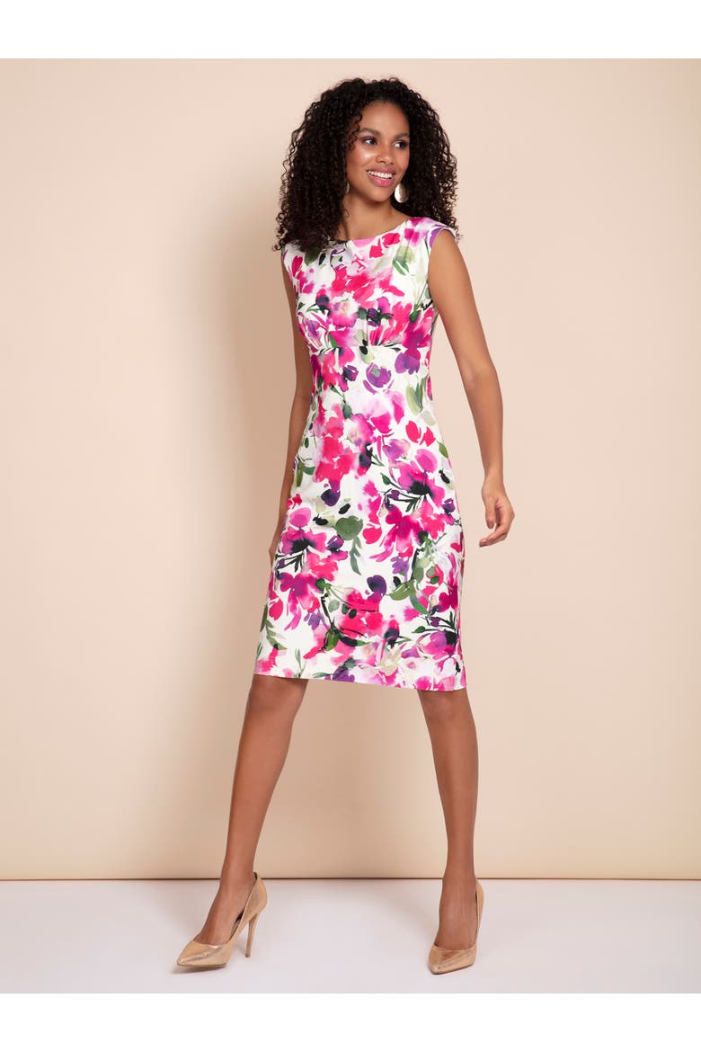 Pippa Shift Knee Length Dress, Alternate, color, Fuchsia Florals