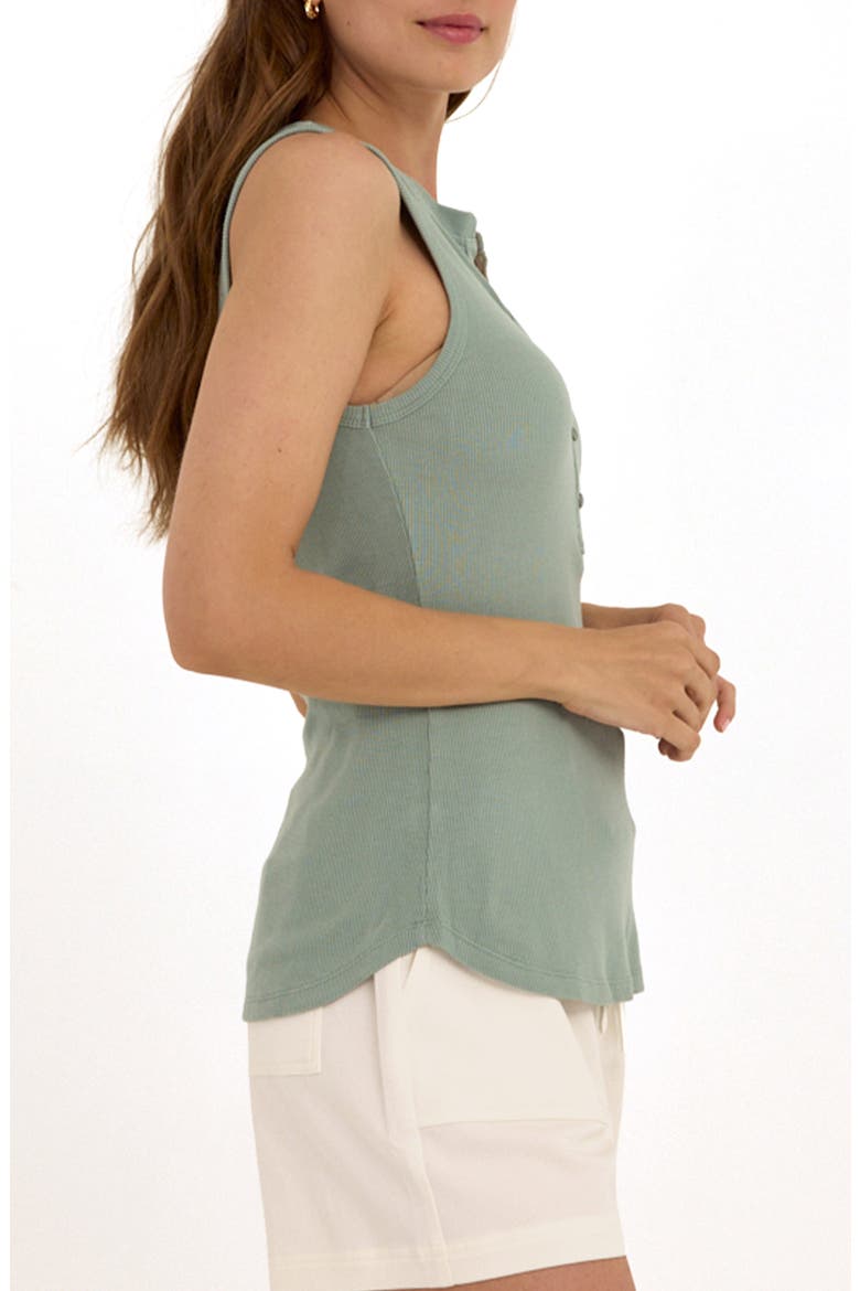 Akia Feather Ribbed Henley Tank, Alternate, color, WASABI