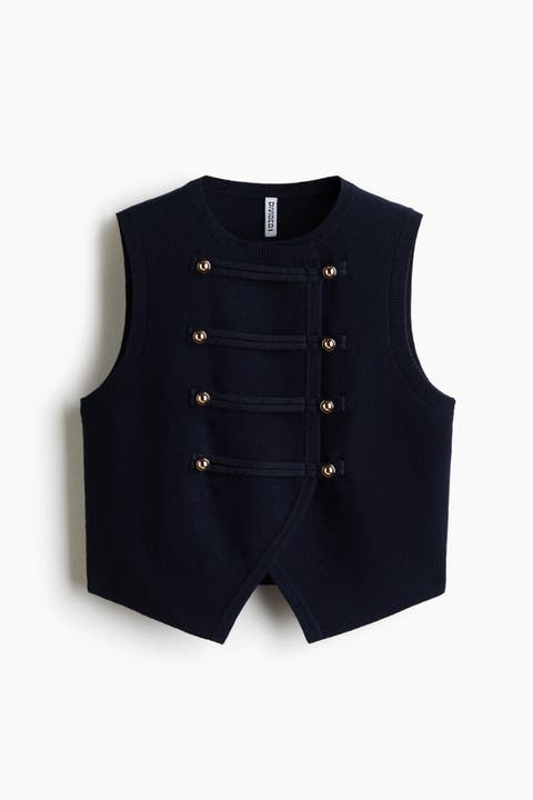 Double-Breasted Fine-Knit Vest