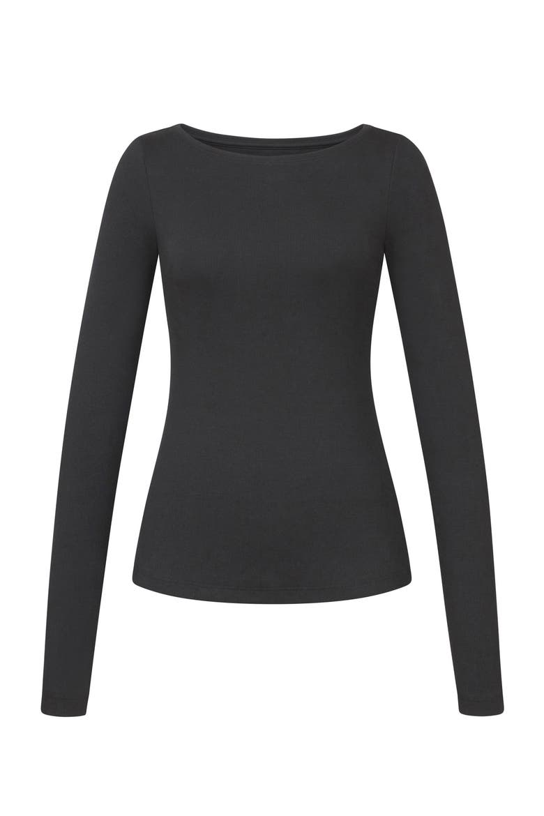 Serene Rib Long Sleeve Top, Alternate, color, Black