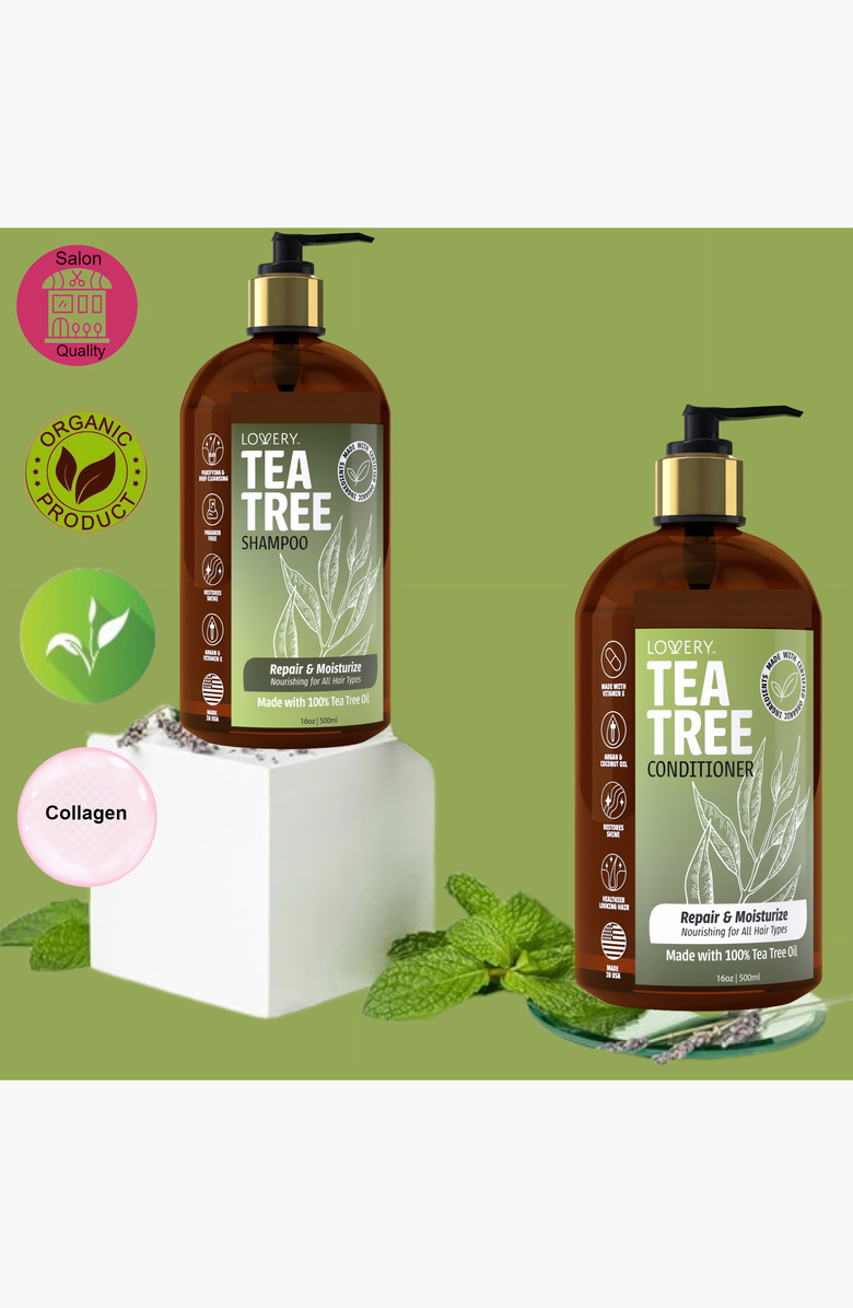 Lovery Tea Tree Shampoo and Conditioner Gift Set, Alternate, color, Amber / Green