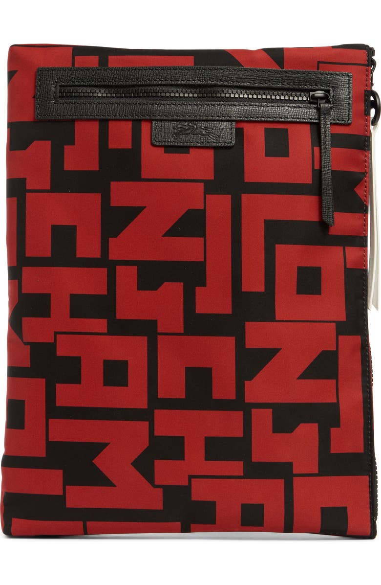 Longchamp Le Pliage Flat Crossbody Bag, Main, color, Black/Brick